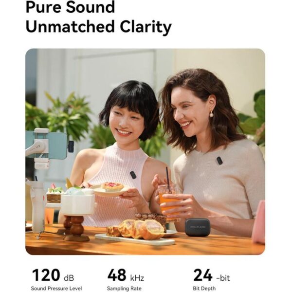 Hollyland LARK A1 Combo – Wireless Mini Microphone for iPhone & Android (2TX + RX + Charging Case)-Space Gray