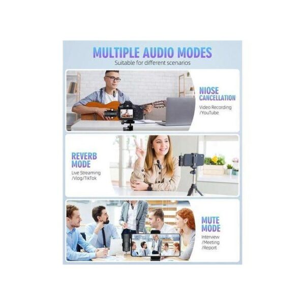 K15 3-in-1 Wireless Lavalier Microphone with Type-C for iPhone, Android, and iPad (2 Microphones)