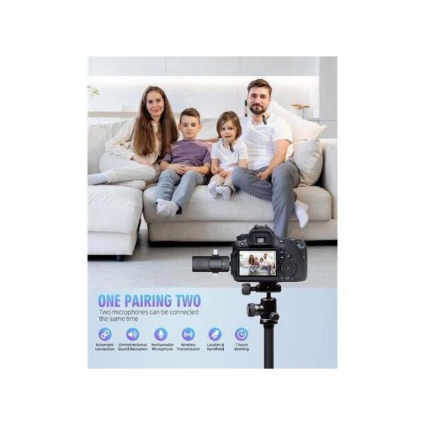 K15 3-in-1 Wireless Lavalier Microphone with Type-C for iPhone, Android, and iPad (2 Microphones)