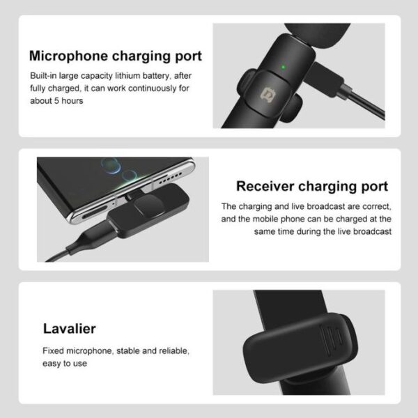 Puluz Dual Wireless Lavalier Microphone for Type-C Phone - Black