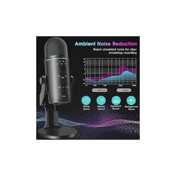 RGB USB Condenser Microphone with Stand – Podcast, Streaming & Recording