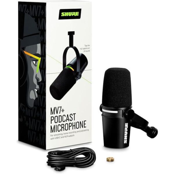 Shure Professional Mv7+ Podcast & Streaming Microphone - Black