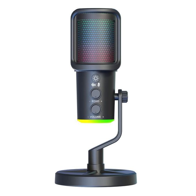 SU9 RGB Light USB-C / Type-C Desktop Recording Noise Reduction Microphone with Anti-spray Net