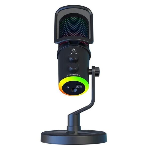 SU9 RGB Light USB-C / Type-C Desktop Recording Noise Reduction Microphone with Anti-spray Net