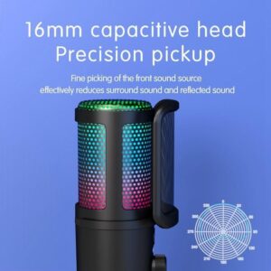SU9 RGB Light USB-C / Type-C Desktop Recording Noise Reduction Microphone with Anti-spray Net