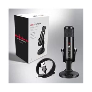USB Condenser Microphone with Stand – Professional Podcast Recording Mic