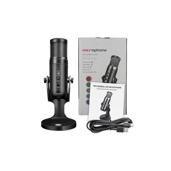 USB Condenser Microphone with Stand – Professional Podcast Recording Mic