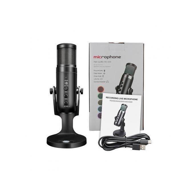 USB Condenser Microphone with Stand – Professional Podcast Recording Mic