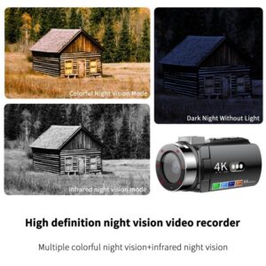 WiFi HD 4K Lightless Colorful Night Vision Digital Video Camera, Color: Black + Lens Hood