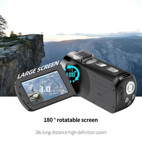 WiFi HD 4K Lightless Colorful Night Vision Digital Video Camera, Color: Black + Lens Hood