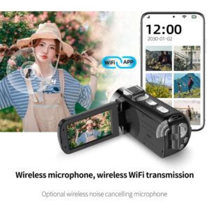 WiFi HD 4K Lightless Colorful Night Vision Digital Video Camera, Color: Black + Lens Hood